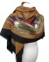 großes Herbst Winter Damen Tuch Kopftuch Umschlagtuch braun schwarz rot gruen Fransen mit Enten